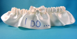 Satin Garter with  "I DO"